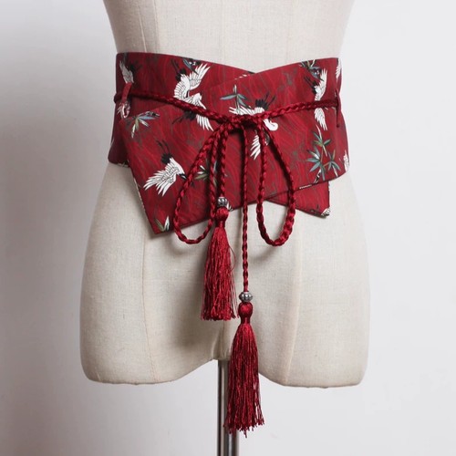 Japanese crane waist sash belt - japanese,