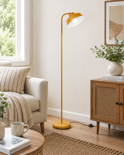 Mustard metal floor lamp - metal,