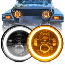 For Hummer H2 H3 H3T 06-10 Pair 7" LED Headlights Halo Angel Eyes Sealed Beam