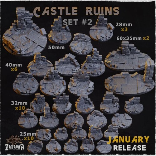 Printed castle ruins bases - printed,