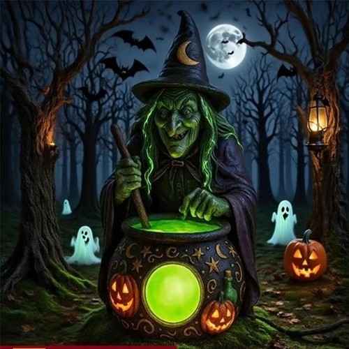 Halloween witch cauldron lamp - cauldron,