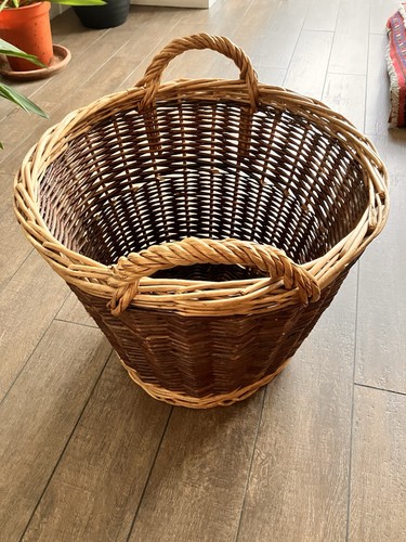 Large wicker log basket - log,