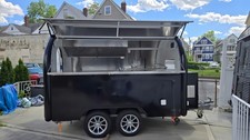 Black Mobile Food Trailer | Dual Axle Catering Cart for BBQ, Coffee, Fast Food
