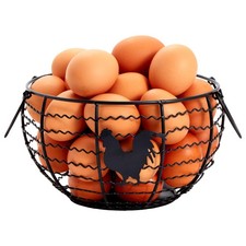 Wire Egg Basket Farmhouse Kitchen Organiser, Metal, Black, 21 x 21 x 12 cm