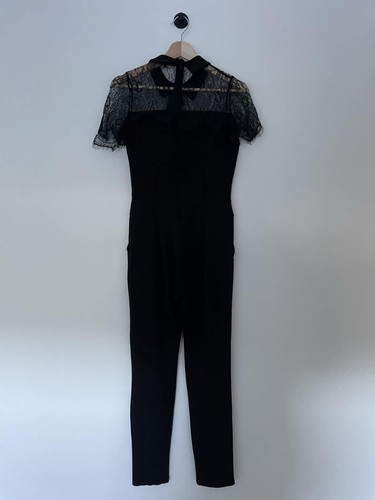 Boohoo black lace jumpsuit - black,