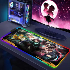 Mouse Pad Gamer Anime Demon Slayer RGB LED Desk Mat