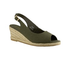 Ladies Peep Toe Sling Back Espadrilles Womens Canvas Wedge Sandals Shoes Sizes