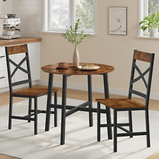 Small Table and 2 Chairs Set Space Saving Kitchen Round Dining Table Metal Legs