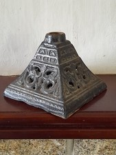 Vintage cast iron oil lamp base 5 inch square base.
