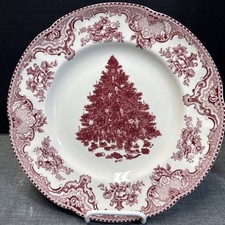 Johnson Bros. England Old Britain Castle Red Christmas Tree 10.5" Dinner Plate