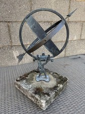 Antique Swedish Atlas Armillary Sphere Sundial Weathervane Rare - concrete base 