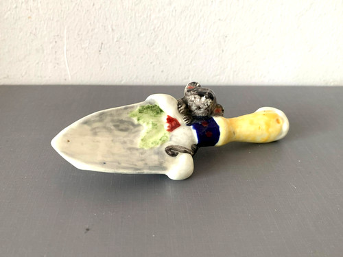 Vintage glazed ceramic mouse - vintage,