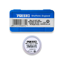 Presto M8 TAPS DIE M8 x 1.25 3PC HSS TAPS FIRST, SECOND & PLUG OR SPLIT DIE