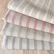 Ticking Stripe LINEN blend Fabric. 148cm wide, Price per 1/2 m