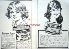 2 x Very Small 1920s Mackintosh's 'Toffee de Luxe' ADS - Original Print Advert