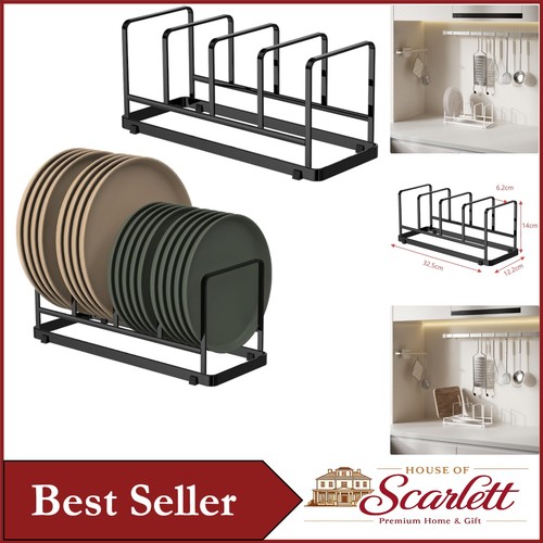 Compact black plate rack set - plate,