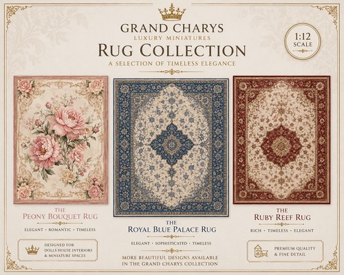 Custom dolls house rug - dolls, 1:12