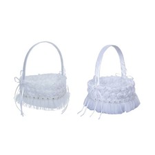 Flower Basket for Wedding Ceremony Small Satin Flower Girl Baskets with Lace