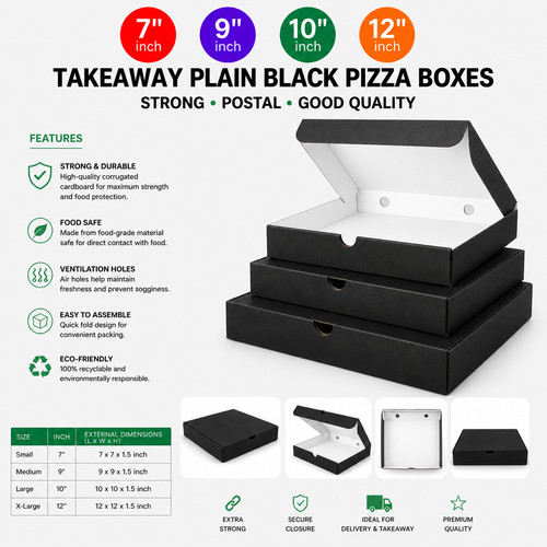 Takeaway plain black - takeaway, pizza