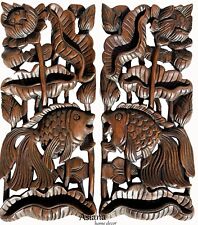Carved wood wall art panel