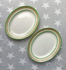 2 Losol Ware Claremont Platters Art Deco Meat Serving Plates Green Gold 26cm