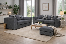 Zina Chenille Fabric Grey 3+2