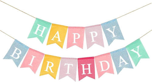 Burlap fabric happy - fabric, birthday