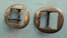 2 x antique brass buckles