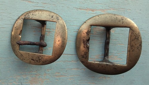 Antique brass buckles - 2,