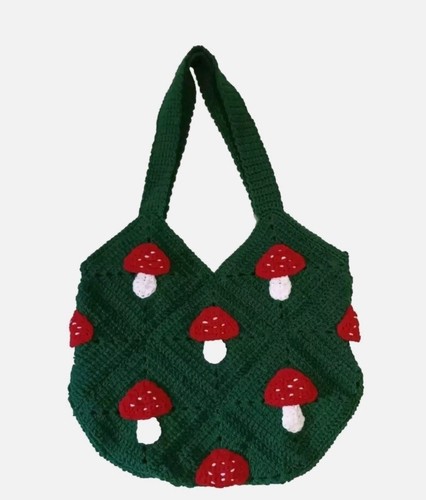 Dark green crochet mushroom - crochet,
