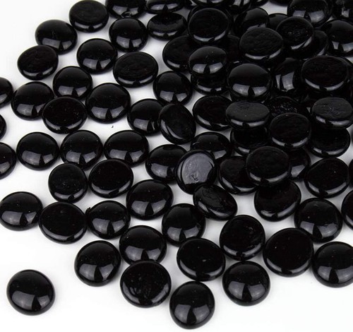 160x black glass pebbles - glass,