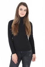 Womens Ladies 45% Cotton Roll High Neck Polo Turtle Top Jumper Long Sleeve Tops