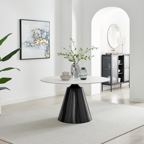 Nina round white marble effect - round,