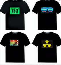 LED Panel Light Up Glow T Shirt Sound Activated Disco Fun Fancy Dress Party Gift