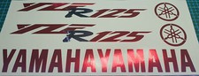 2 X  YAMAHA YZF-R125  VINYL DECAL STICKERS   RED AND SILVER MIRROR CHROME