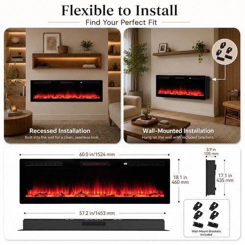 Wall media fireplace - wall,
