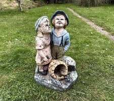 Vintage Large Ripleys Stone Garden Water Feature Statue Boy & Girl Ornament