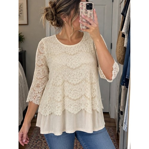 Pleione lace tunic blouse - blouse, l