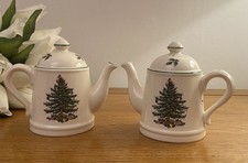 Spode RARE Christmas Tree Design Salt & Pepper Shakers Pots 🎄IMMACULATE UNUSED