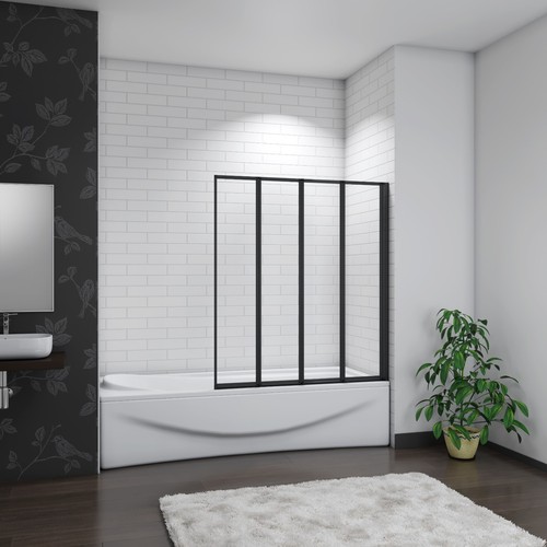 Bath shower screen black - screen,