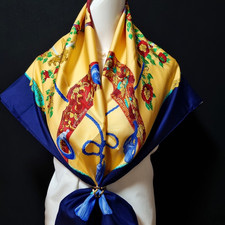 RARE VINTAGE HERMES Silk Scarf "Samourai" Carre 90 Duty-free US