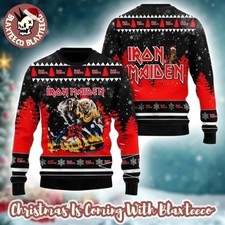 1Iron Maiden Eddie The Number Of The Beast Santa Hat Christmas Sweater