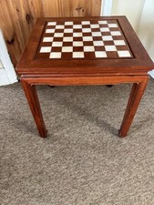 Vintage Rose wood Games Table – Inlaid Chess Board – Mid Century Tapered Leg