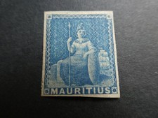 MAURITIUS 1858 BLUE "PREPARED