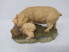AYNSLEY MASTERCRAFT Figurine, MOTHER PIG & PIGLETS FEEDING 1980's