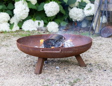 Corten Steel Outdoor Fire Pit Patio Heating Garden Log Burner 62cm Round Legs