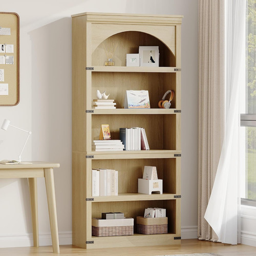 Rustic tier arched bookcase - 5-tier,