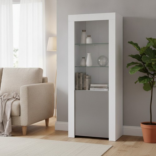 Blue led tall display cabinet - led,