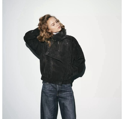 Zara 100 suede leather biker - suede,