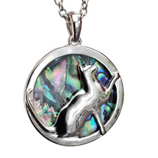 Cat Abalone Pendant Necklace